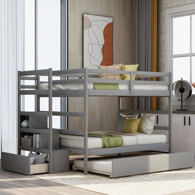 Lenville Kids Full Over Full Bunk Bed with Trundle with Drawers