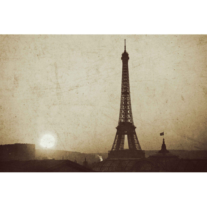 " Eiffel Tower And Setting Sun " by Jody Stuart, 30" H x 45" W x 1.5" D