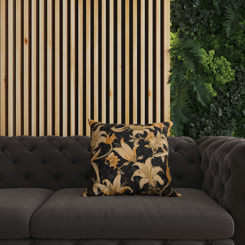 Coussin Lily Love, H 16 po x l 16 po, Noir / orange