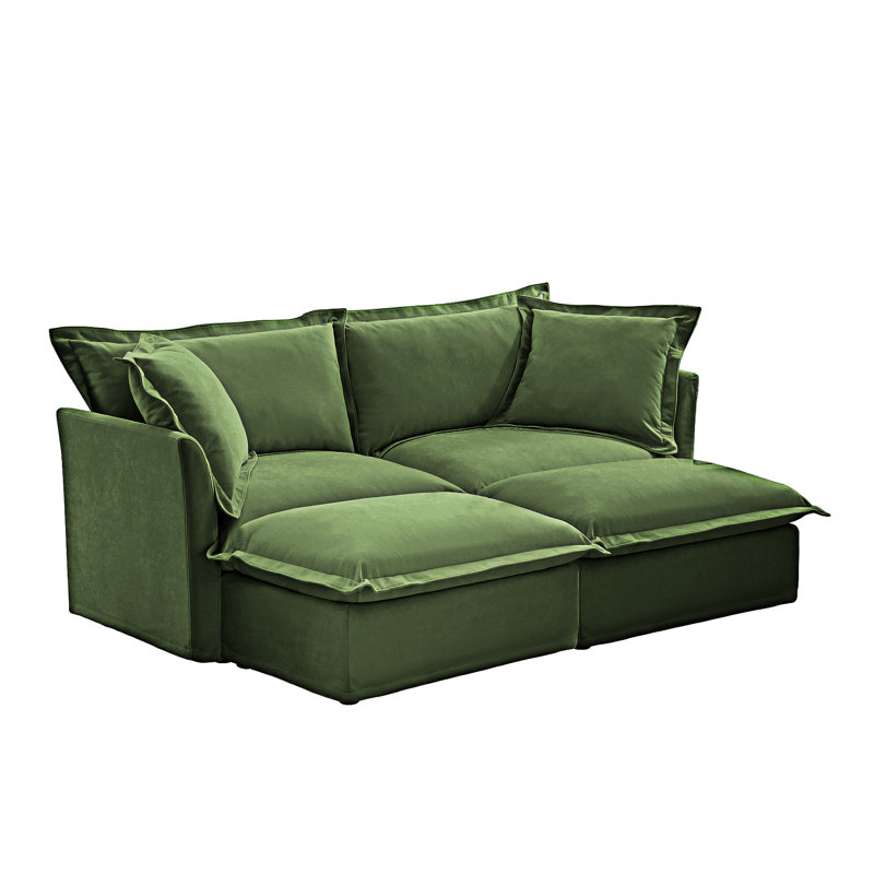 Canapé rembourré avec repose-pieds, Green