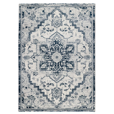 Mosa Traditional Medallion Low Pile Performance Area Rug