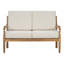 Causeuse d'extérieur en bois d'acacia avec coussins, finition naturelle avec tissu beige
