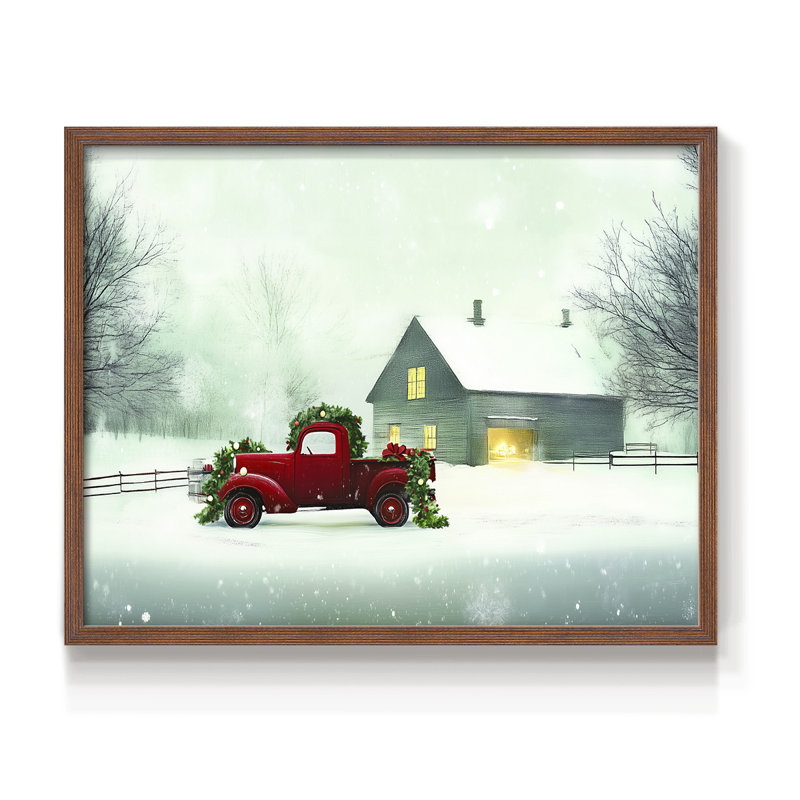 Chirstmas Art-LXI -Framed Print - Restickable, H 22 po x l 28 po, Noyer