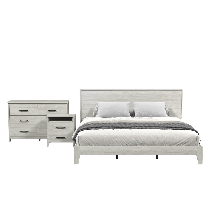 Allysyn Holmes 3 Piece Bedroom Set, Dusty Gray Oak, King