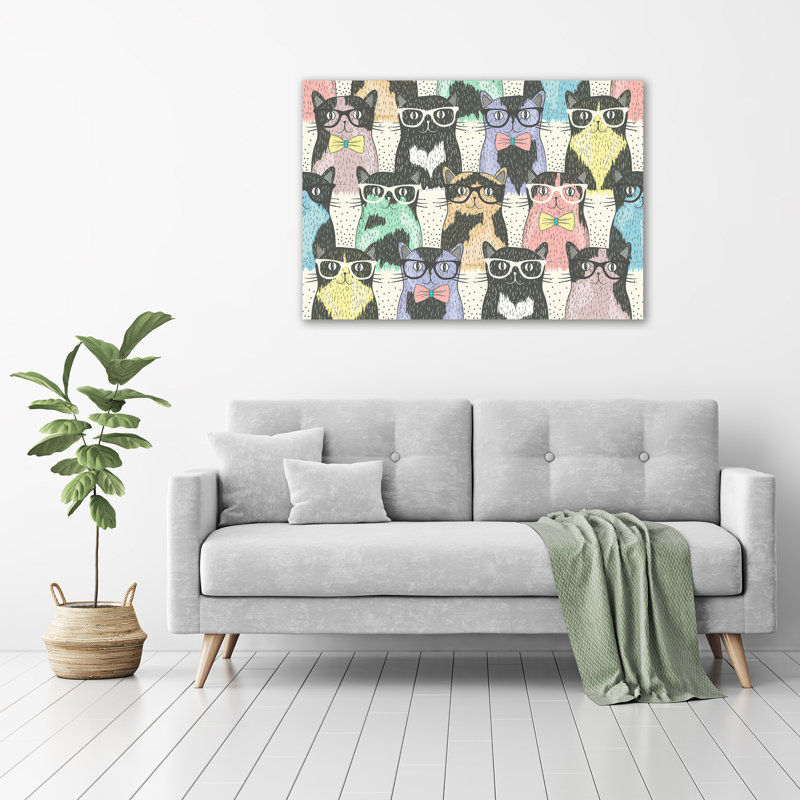 Cats With Glasses - Wrapped Canvas Print