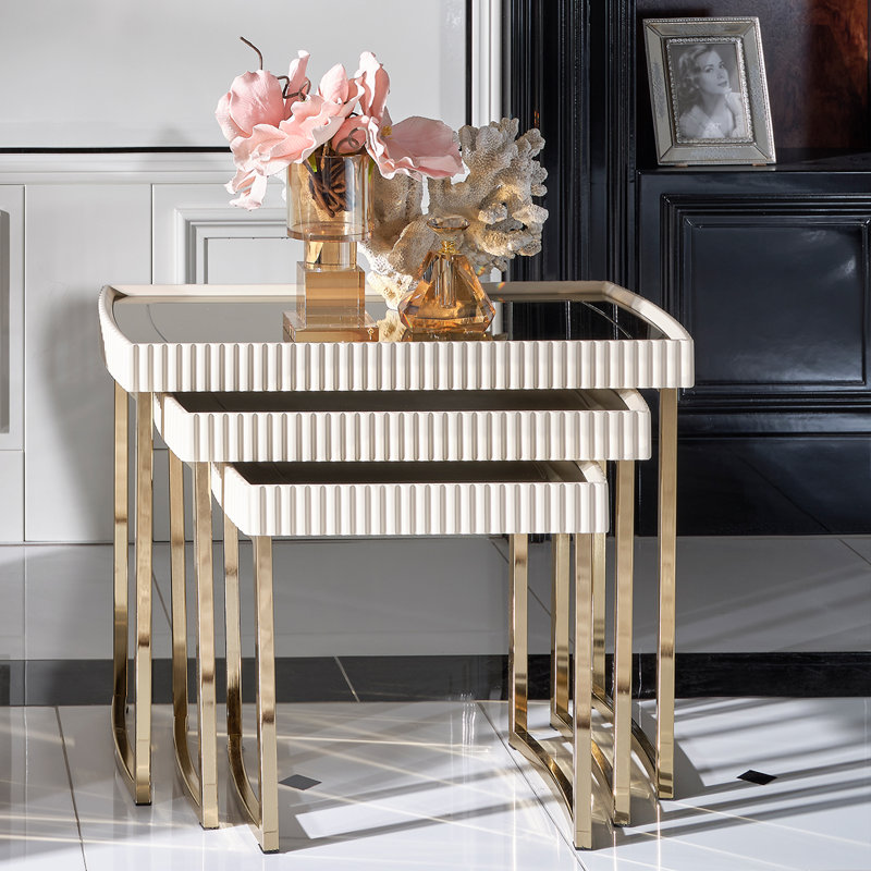 Lisbon Nesting End Table, Silken Matte Cream