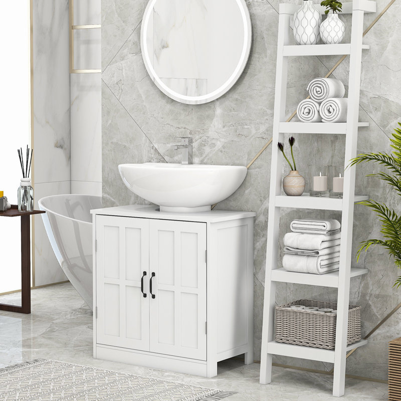 Armoire de salle de bain avec tablette réglable, blanc, armoire d'évier avec rangement pour une utilisation optimale
