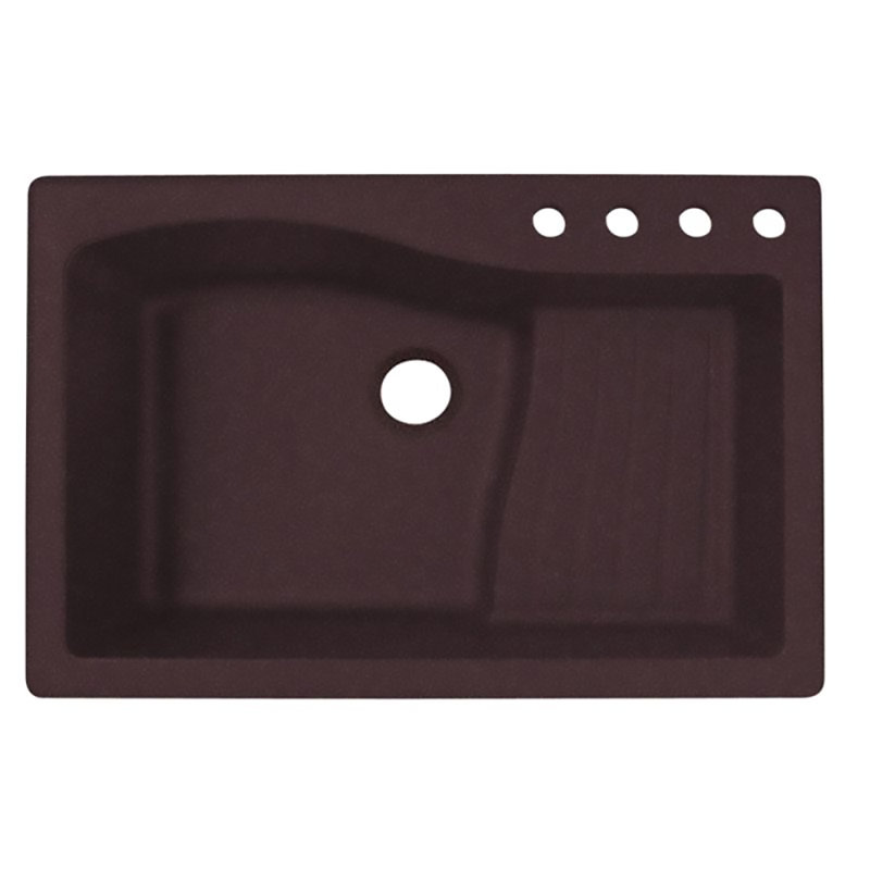 33'' L Mounting / Installation Required Single Bowl Quartz Kitchen Sink, 4 Hole, Espresso