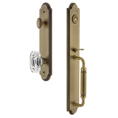 Arc One-Piece Handleset with Single Cylinder Deadbolt and C Grip with Baguette Clear Crystal Knob