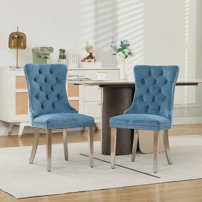 Ensemble de chaises de salle à manger haut de gamme en velours capitonné avec pieds chromés
