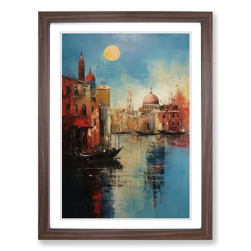 Venice Abstract Art - Framed Print, Walnut Framed, 64cm H x 46cm W
