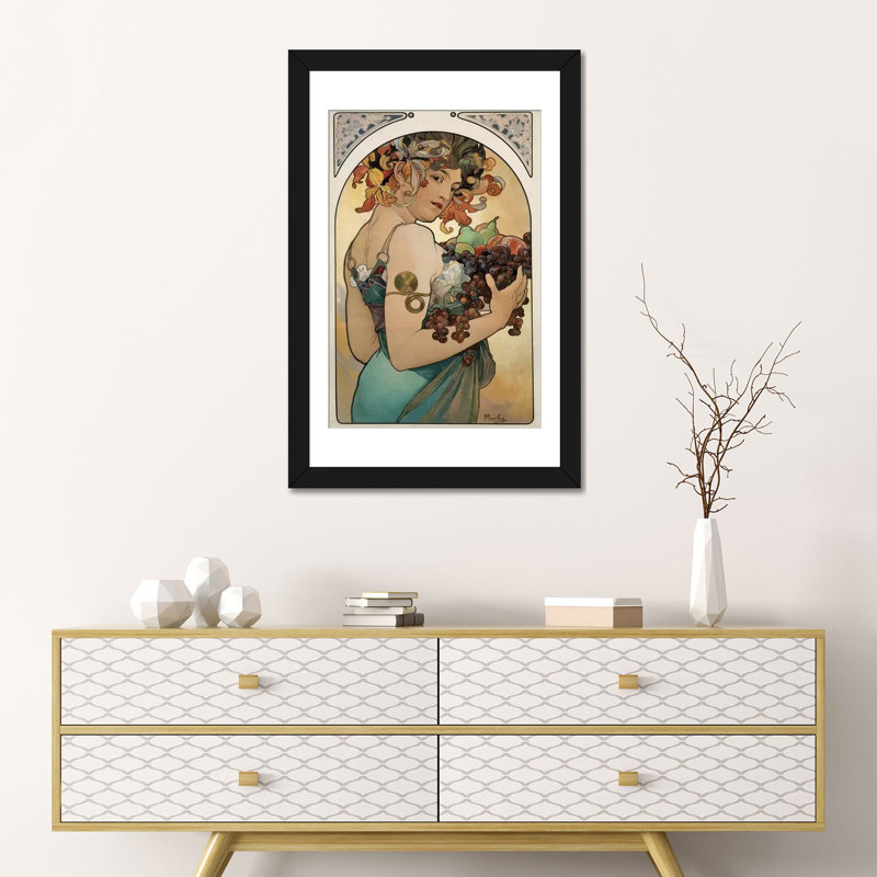 « fruit, 1897 », impression sur toile, H 24 po x l 16 po x P 1 po, Papier d'art encadré noir, Blanc