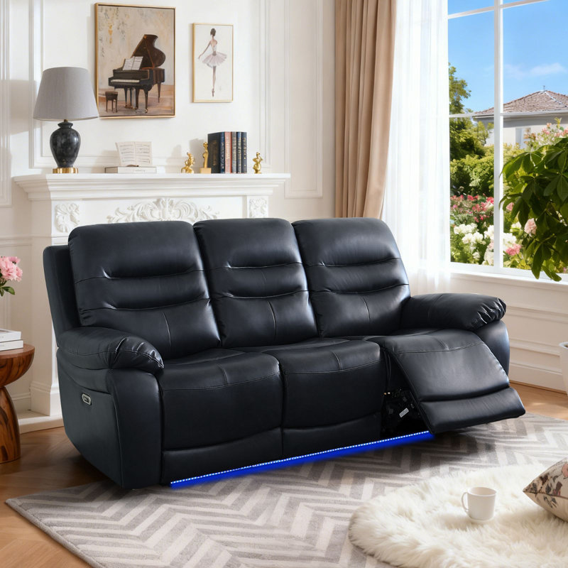 Ensemble de canapé modulaire inclinable électrique en cuir noir 165 pièces 2 pièces