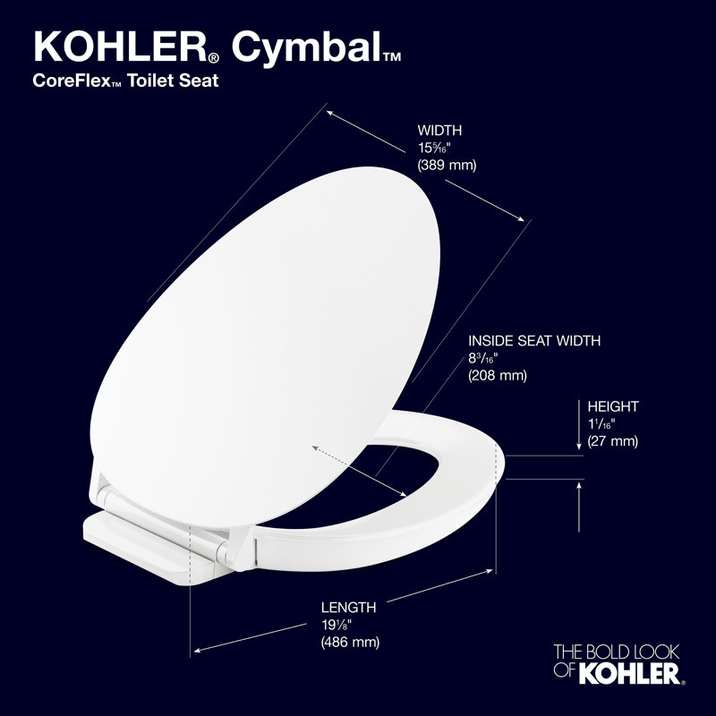 Cymbal Readylatch Quiet-Close Elongated Toilet Seat, White