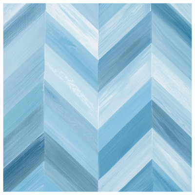 Tapisserie murale à chevrons bleus - Décoration murale à chevrons