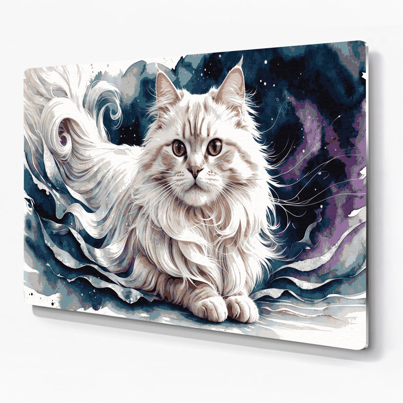 Chats, art mural gris de Mandchourie en métal, H 240 po x l 360 po x P 0,05 po