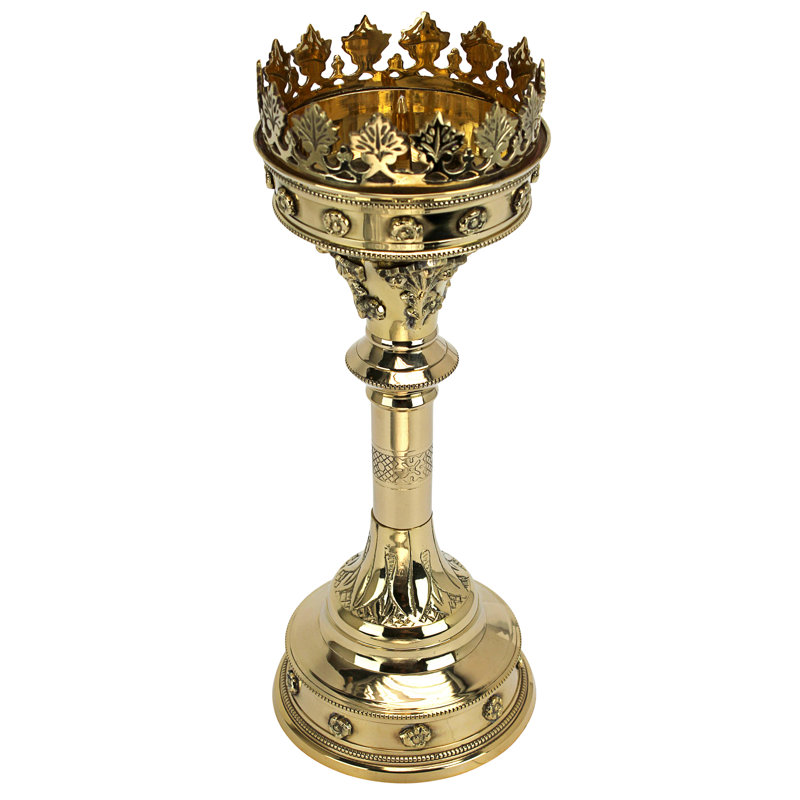 Regal Crown Brass Candlestick with Beaded Edges and Fretwork - 20"x12"