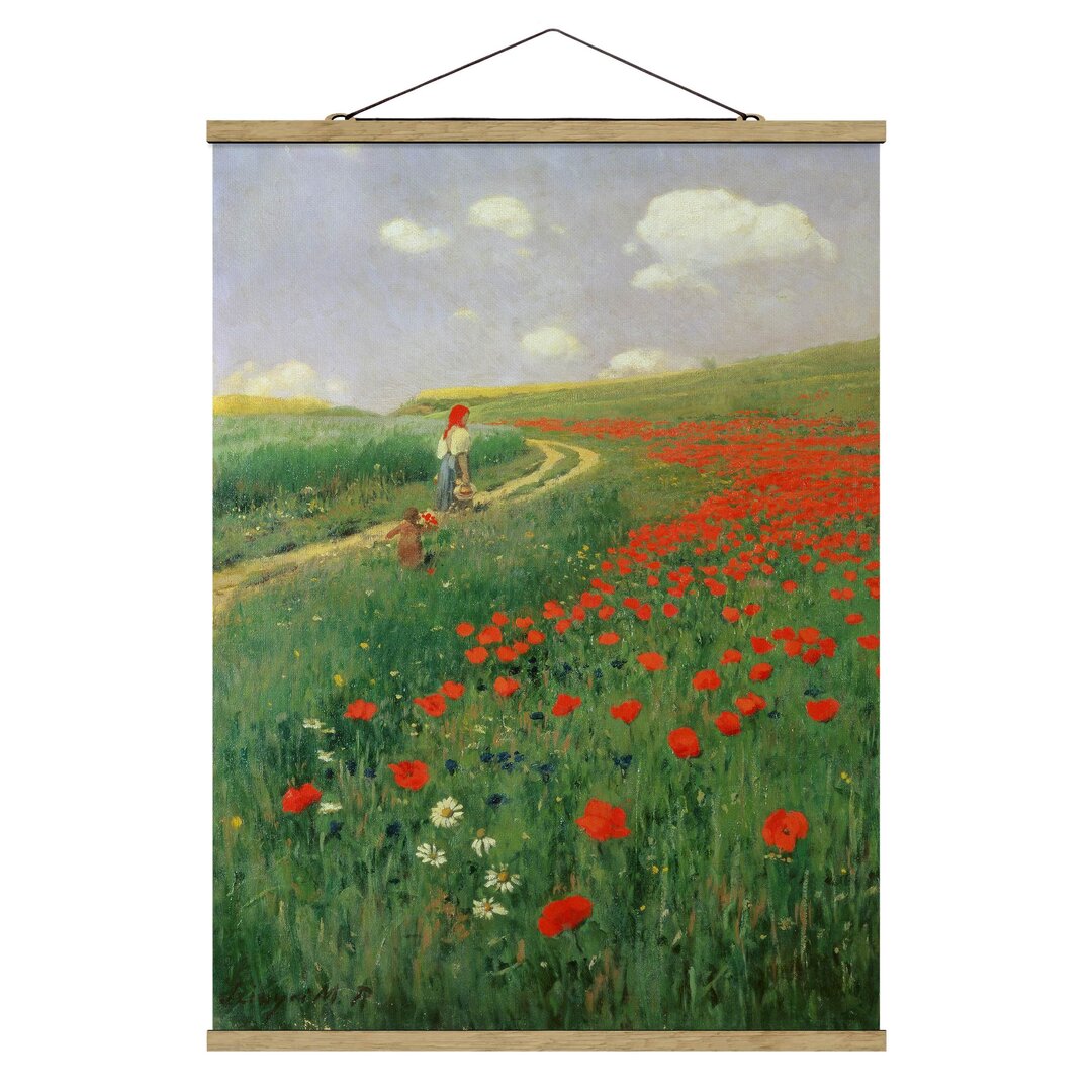 Grafikdruck Summer Landscape with Flowering Poppies von Pál Szinyei Merse