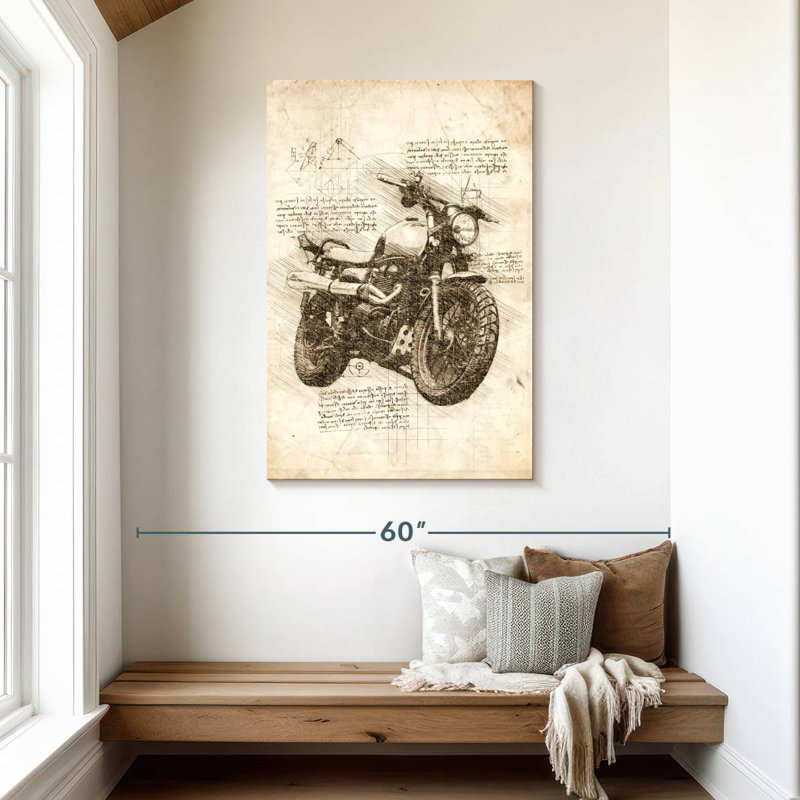 Laelle Old Motorcycle Sepia, 45" H x 30" W