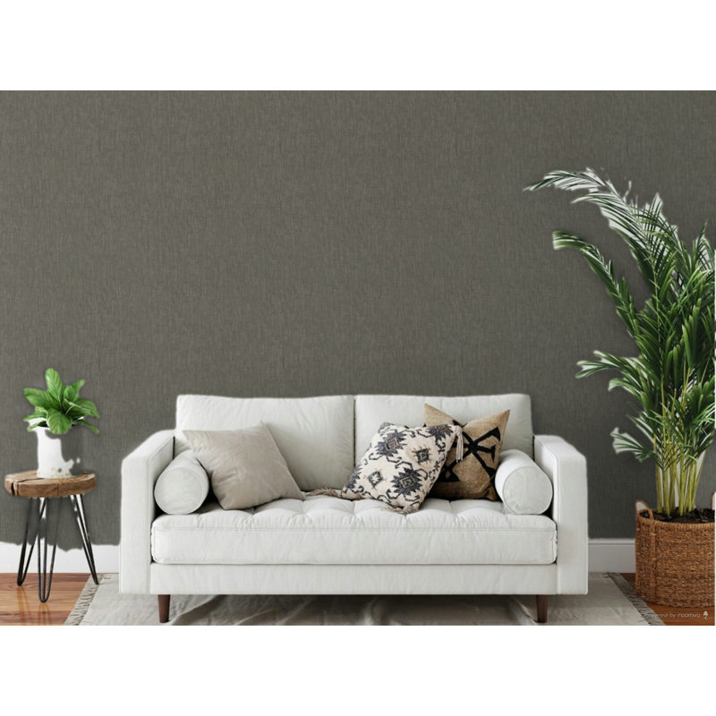 Eden Plain Linen Texture 33' L X 21" W Wallpaper Roll, White