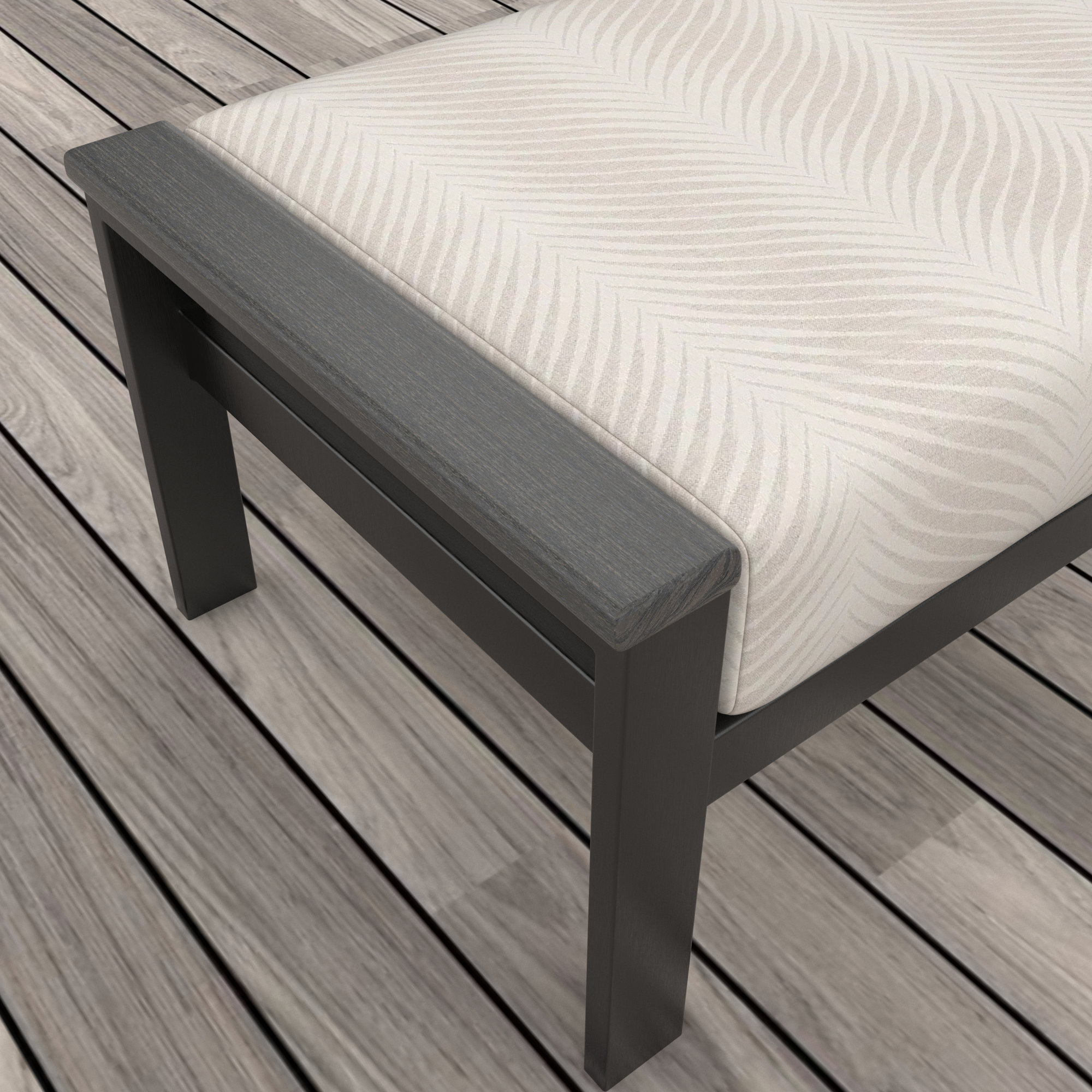 Townsend Outdoor Ottoman with Sunbrella Cushions, Cloud Out Cloud