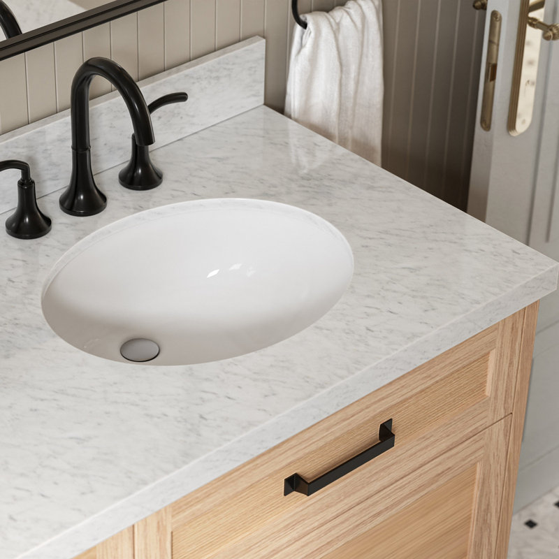 ARIEL Monroe 72 Double Sink Bathroom Vanity with Carrara Quartz Top, Oak, 72" - 73", Italian Carrara Marble