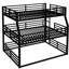 Lit superposé triple en métal, lit double / grand au-dessus de grand lit, noir, peu encombrant, avec fonction silencieuse pour les chambres d'amis Design noir, robuste, garde-corps, bruit, séjours de courte durée