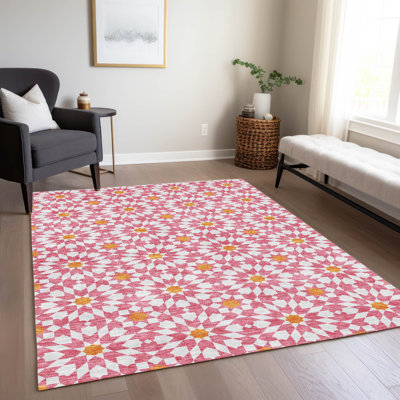 Washable Floral Indoor / Outdoor Rug