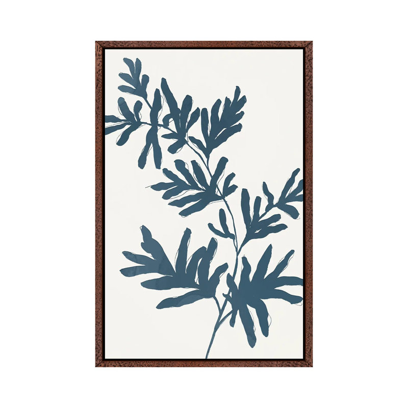 Blue Twig II by Isabelle Z - Painting on Canvas, Classic Brown Wood Framed, 101.6 cm H x 66.04 cm W
