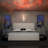 Upholstered Platform Storage Bed Frame With Galaxy Projector, 4 Dustproof Storage Drawers, Adjustable Vintage Nailhead Trim Headboard-332218037-332218036