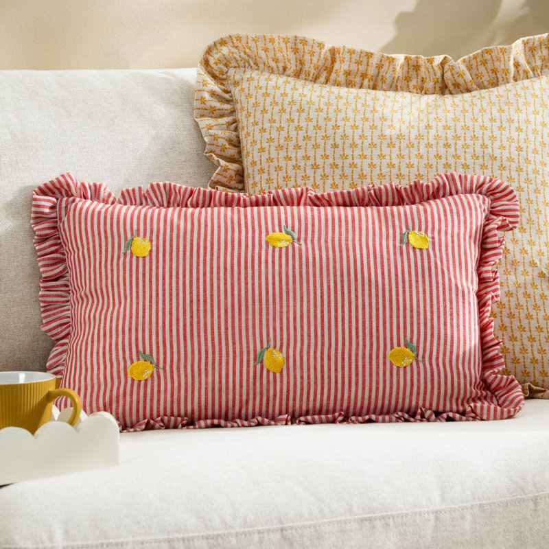 Les Fruites Striped Rectangular Cushion, Feather