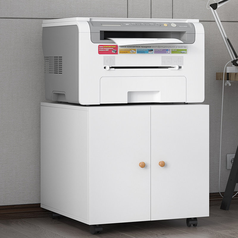 Classeur de bureau blanc en acier blanc: mobile à 2 portes avec 4 360 roues rotatives et 2 tiroirs à surface lisse, 2 portes pivotantes pour un nettoyage facile