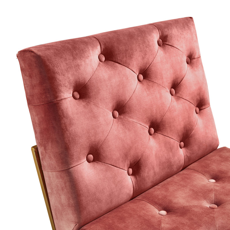 Fauteuil de chambre Klara, Velours rosé, Doré