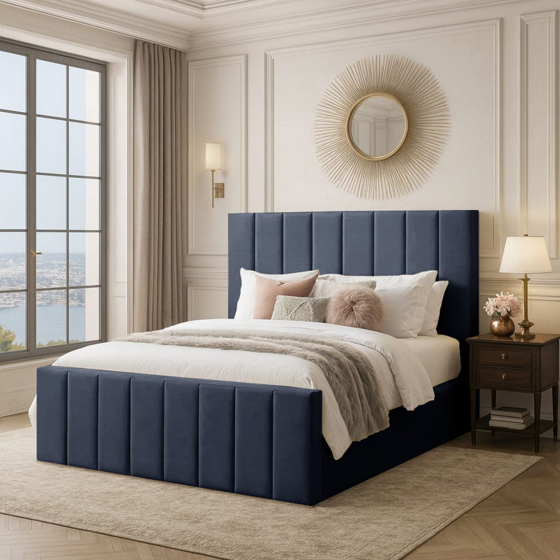 Judsonia Upholstered Ottoman Storage Bed, Steel, UK Double - DE 135 x 190 cm