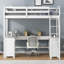 Lit mezzanine avec bureau en U, tiroirs et tablettes de rangement-328893907-328893908