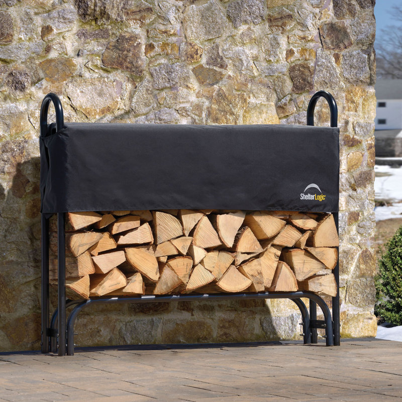 Steel Log Rack, 118 cm H x 126.2 cm W x 25 cm D