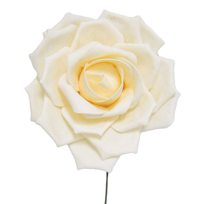 Grande tige rose en mousse, H 16 po x l 16 po x p 7 po, Blanc crème