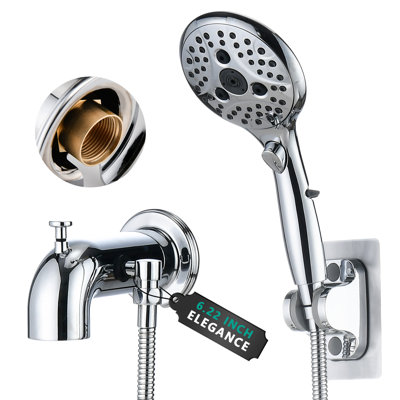 Long Tub Spout with Diverter, Bathtub Faucet with Sprayer 6 Settings