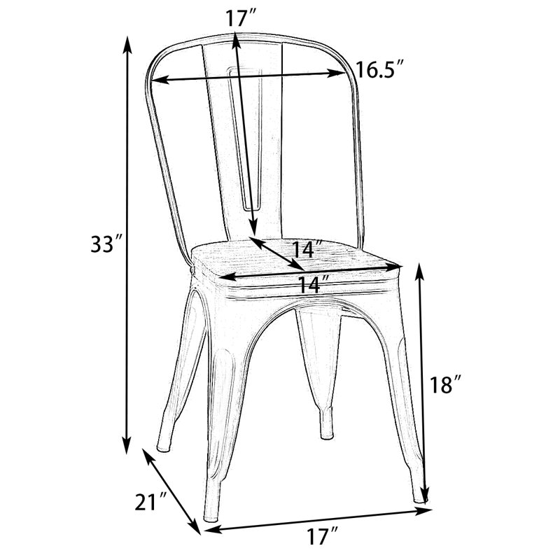 Collins 18'' H Stacking Side Chair, Brown/Gun Metal