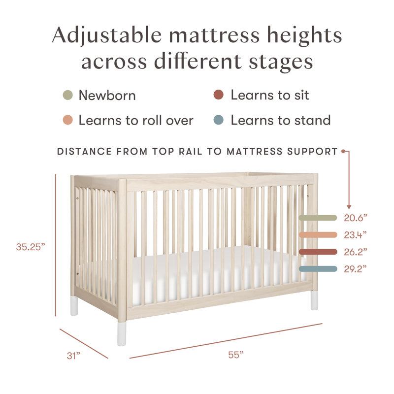 Gelato 4-in-1 Convertible Crib, Washed Natural/White