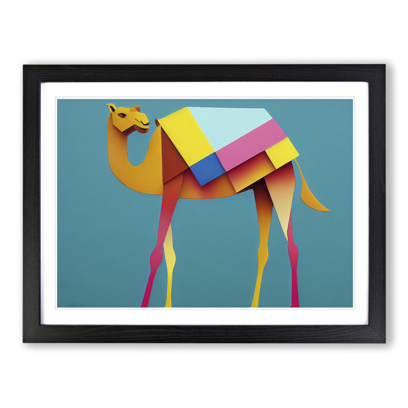 Stunning Camel Abstract - Single Picture Frame Print, Black, 46cm H x 64cm W x 2cm D