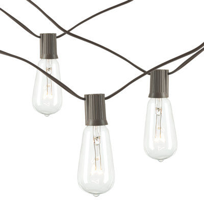 Set Of 2 20 Foot Long Electric Patio Light Strings With 20 St38 Bulbs Each