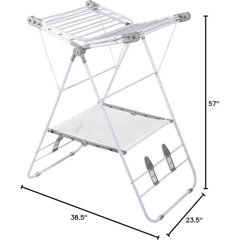 Expandable Gullwing Clothes Drying Rack - Collapsible, White