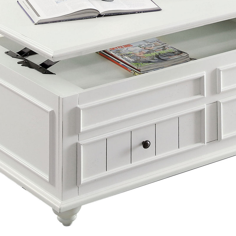 Table basse blanche avec plateau relevable Manti