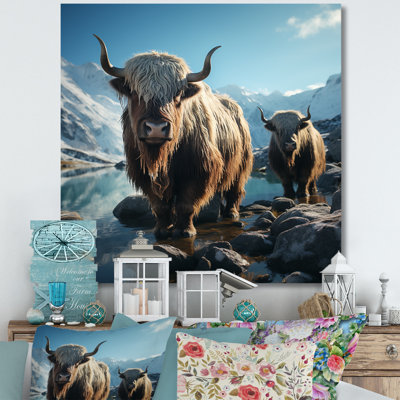 Enchanted Yaks Portrait In Winter, reproduction d'art sur toile