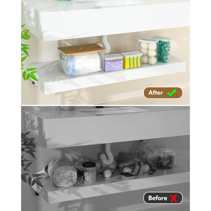 5-in-1 Clear Acrylic Laundry & Kitchen Organizer Set with Bamboo Lids, Under Sink Storage for Trash Bags, Detergent Pods & Laundry Supplies