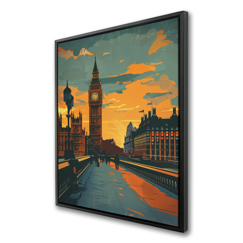 Big Ben - Toile encadrée orange pour la décoration intérieure | Art élégant