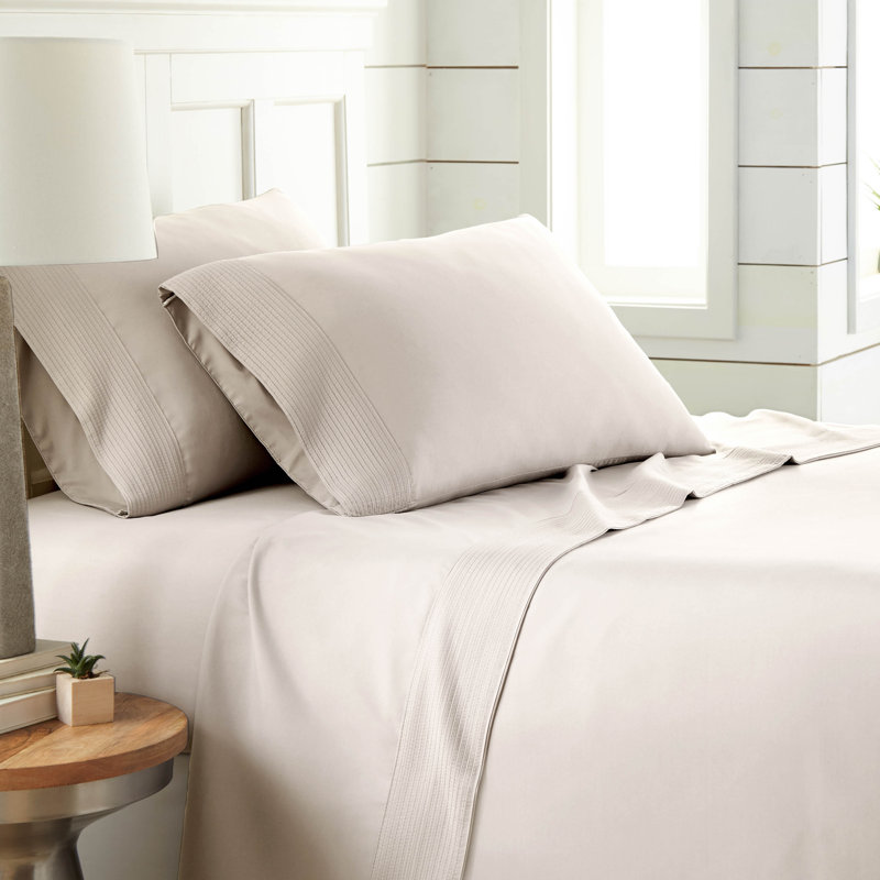 Southshore Fine Linens Vilano Extra Deep Pocket Pleated Sheet Set, Double-Brushed Microfiber 21-Inch Deep Pocket Sheets with Pleated Hem, 1 Pillowcase, Twin XL, Natural Beige