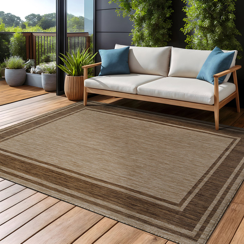 Tapis intérieur / extérieur brun clair Waikiki, Rectangle 6 pi x 9 pi
