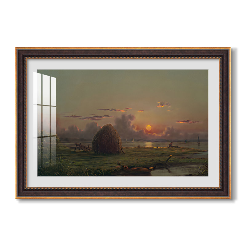 Haystack at Sunset, 1880 - Martin Johnson Heade - Toile encadrée sur mesure, Oui, 30 x 44, Or vénitien